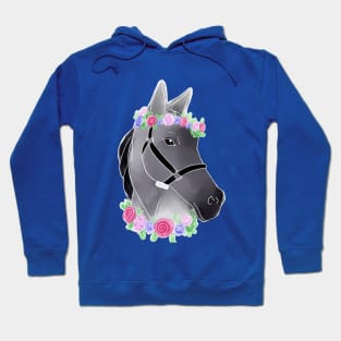 Watercolor Floral Horse Hoodie